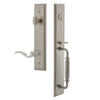 Carré One-Piece Handleset with F Grip and Bellagio Lever in Satin Nickel