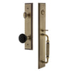 Grandeur Carré One-Piece Handleset with F Grip and Coventry Knob in Vintage Brass