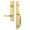 Carré One-Piece Handleset with F Grip and Georgetown Lever in Lifetime Brass