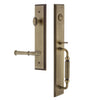 Carré One-Piece Handleset with F Grip and Georgetown Lever in Vintage Brass
