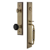 Grandeur Carré One-Piece Handleset with F Grip and Lyon Knob in Vintage Brass