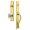 Carré One-Piece Handleset with S Grip and Baguette Clear Crystal Knob in Lifetime Brass