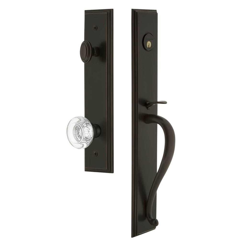 Carré One-Piece Handleset with S Grip and Bordeaux Knob in Timeless Bronze