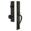 Grandeur Carré One-Piece Handleset with S Grip and Lyon Knob in Timeless Bronze