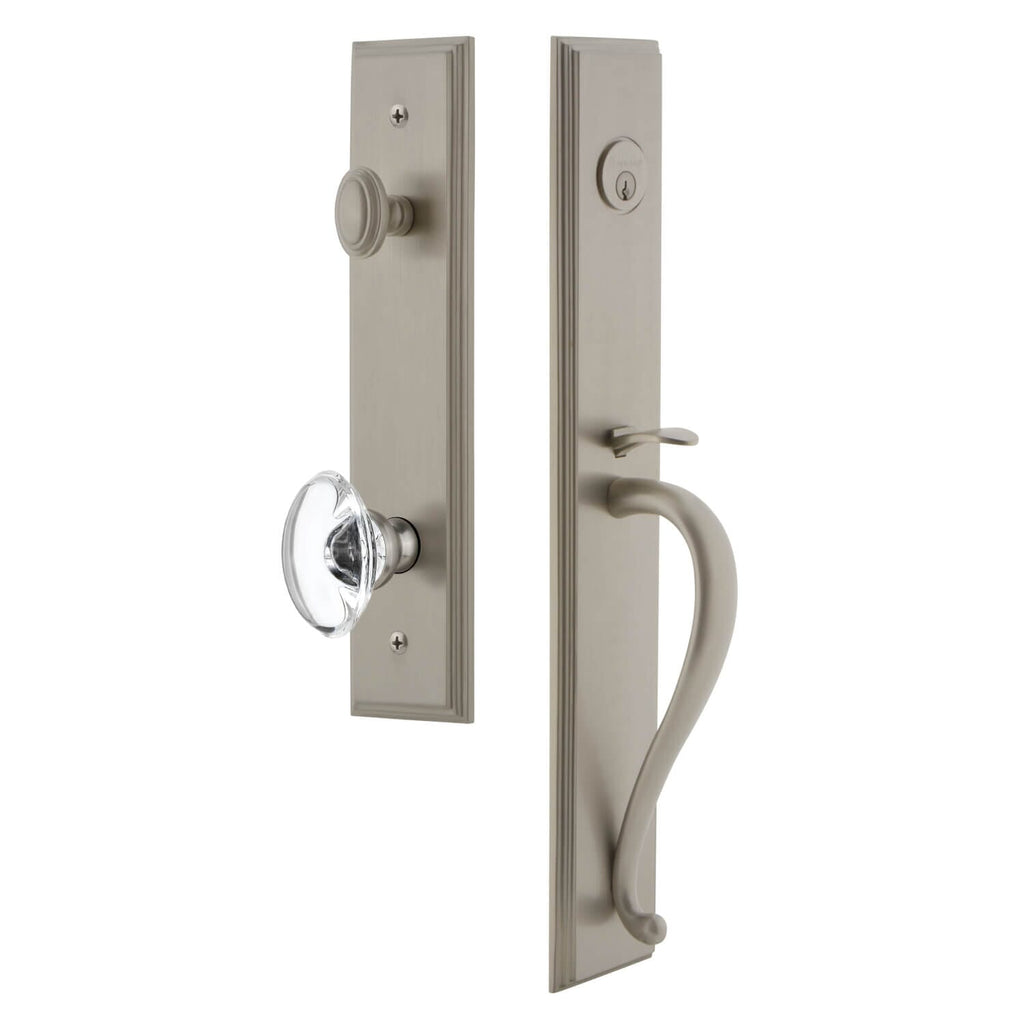 Carré One-Piece Handleset with S Grip and Provence Knob in Satin Nickel