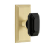 Carré Short Plate with Baguette Black Crystal Knob in Satin Brass