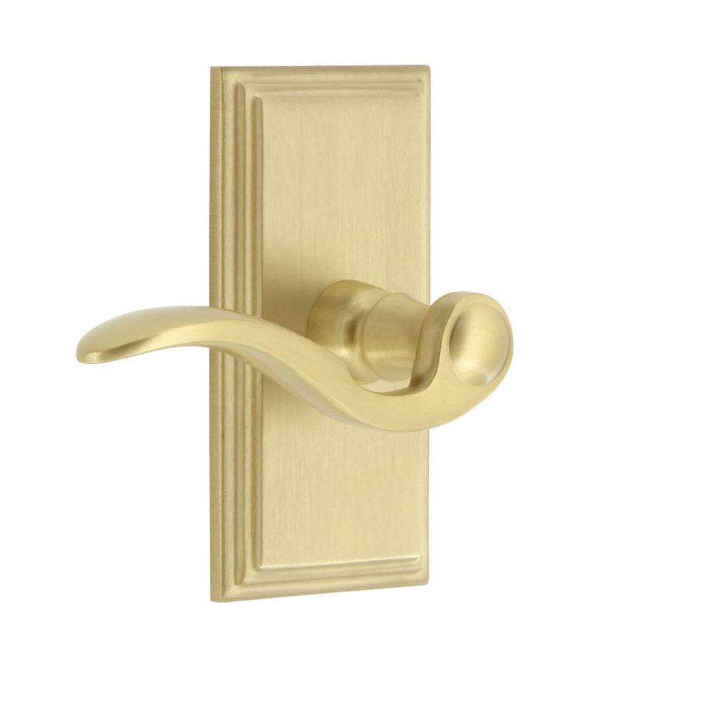 Carré Short Plate with Bellagio Lever in Satin Brass