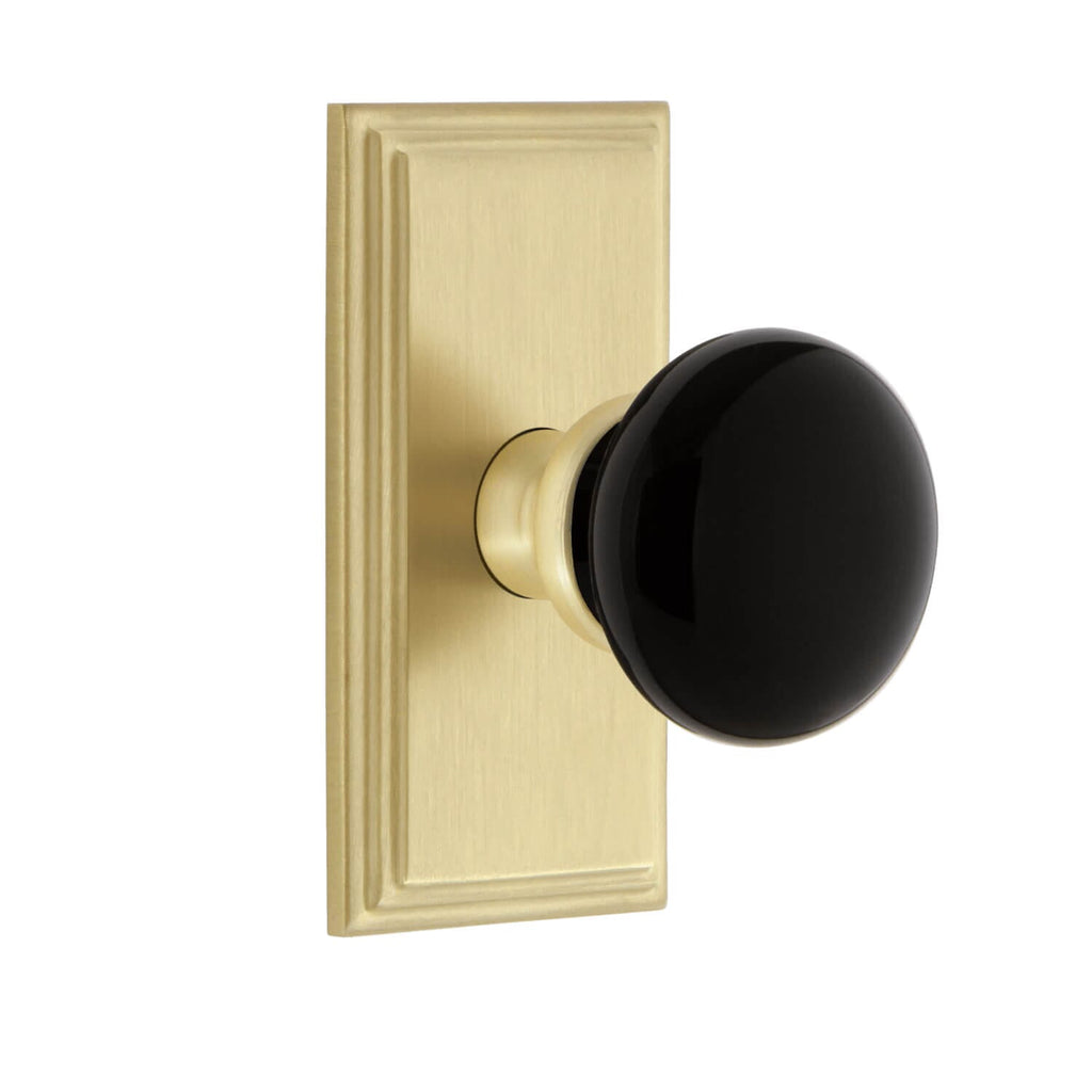 Carré Short Plate with Coventry Knob in Satin Brass