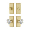 Carre Short Plate Entry Set with Chambord Crystal Knob in Satin Brass