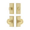 Carre Short Plate Entry Set with Circulaire Knob in Satin Brass