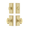 Carre Short Plate Entry Set with Eden Prairie Knob in Satin Brass