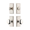 Carre Short Plate Entry Set with Fifth Avenue Knob in Polished Nickel