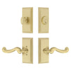 Carre Short Plate Entry Set with Newport Lever in Satin Brass