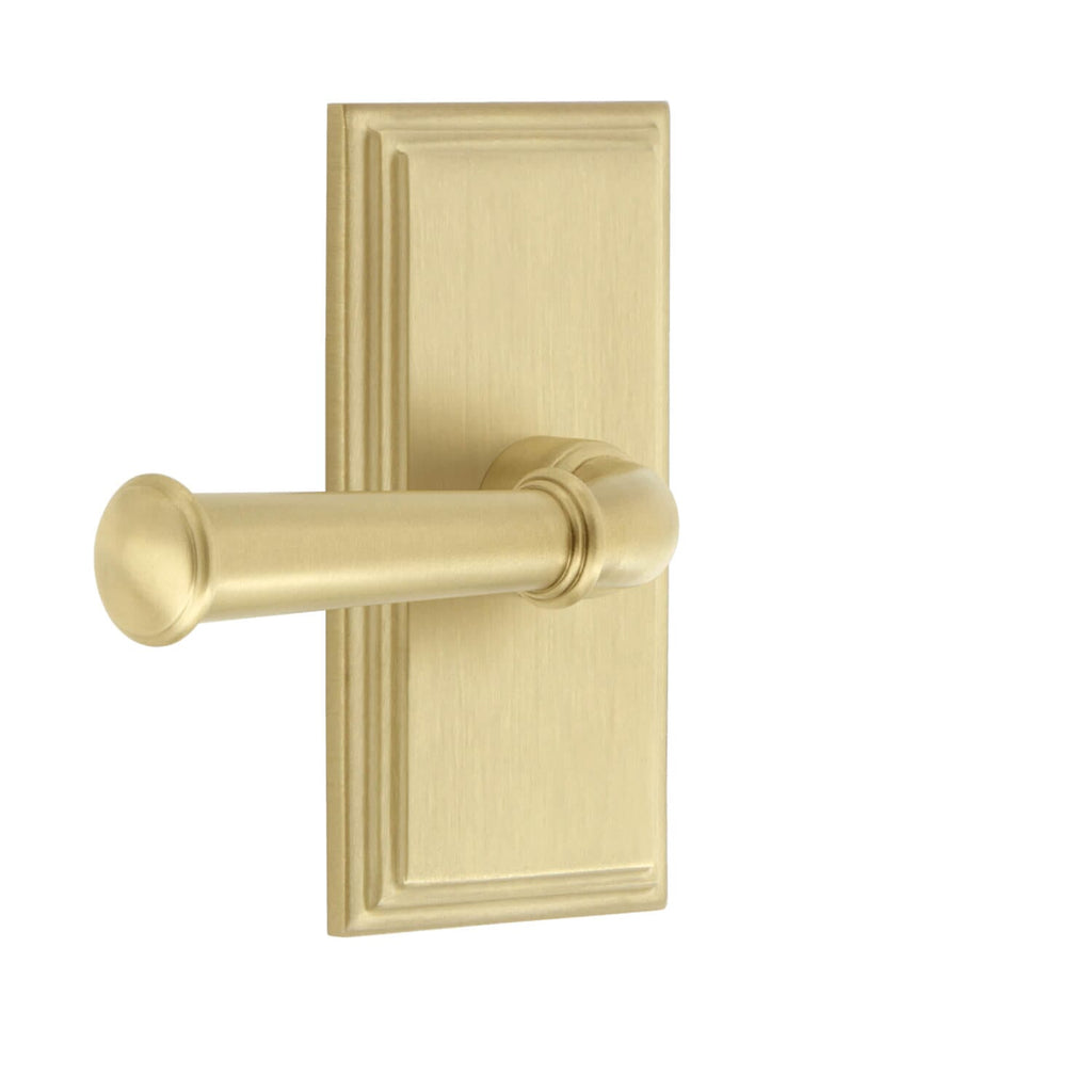 Carré Short Plate with Georgetown Lever in Satin Brass