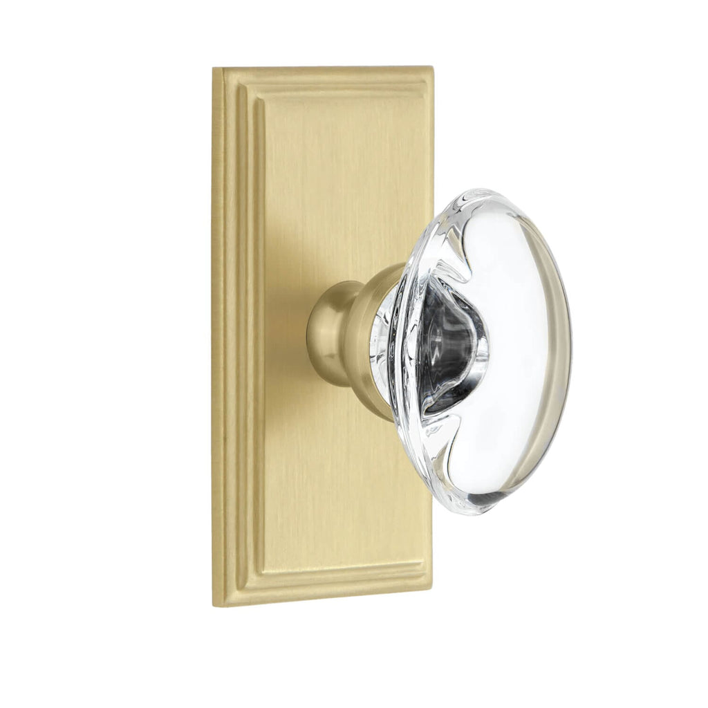 Carré Short Plate with Provence Crystal Knob in Satin Brass