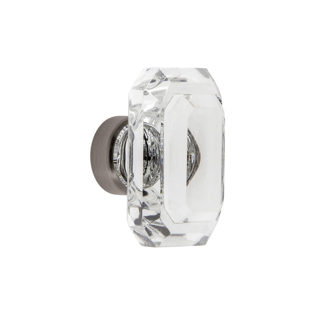 Baguette Clear Crystal 1-3/4" Cabinet Knob in Antique Pewter