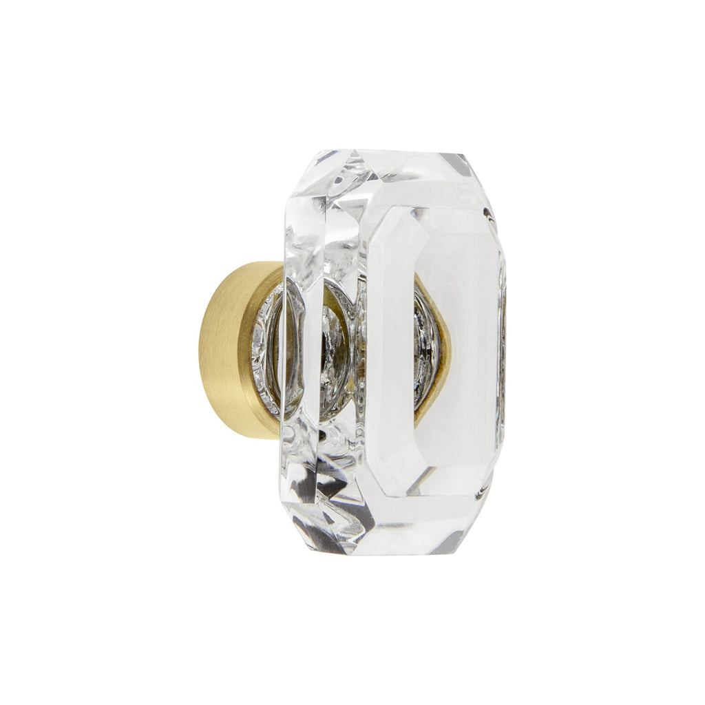 Baguette Clear Crystal 1-3/4" Cabinet Knob in Satin Brass
