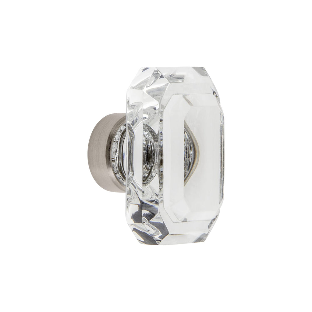 Baguette Clear Crystal 1-3/4" Cabinet Knob in Satin Nickel
