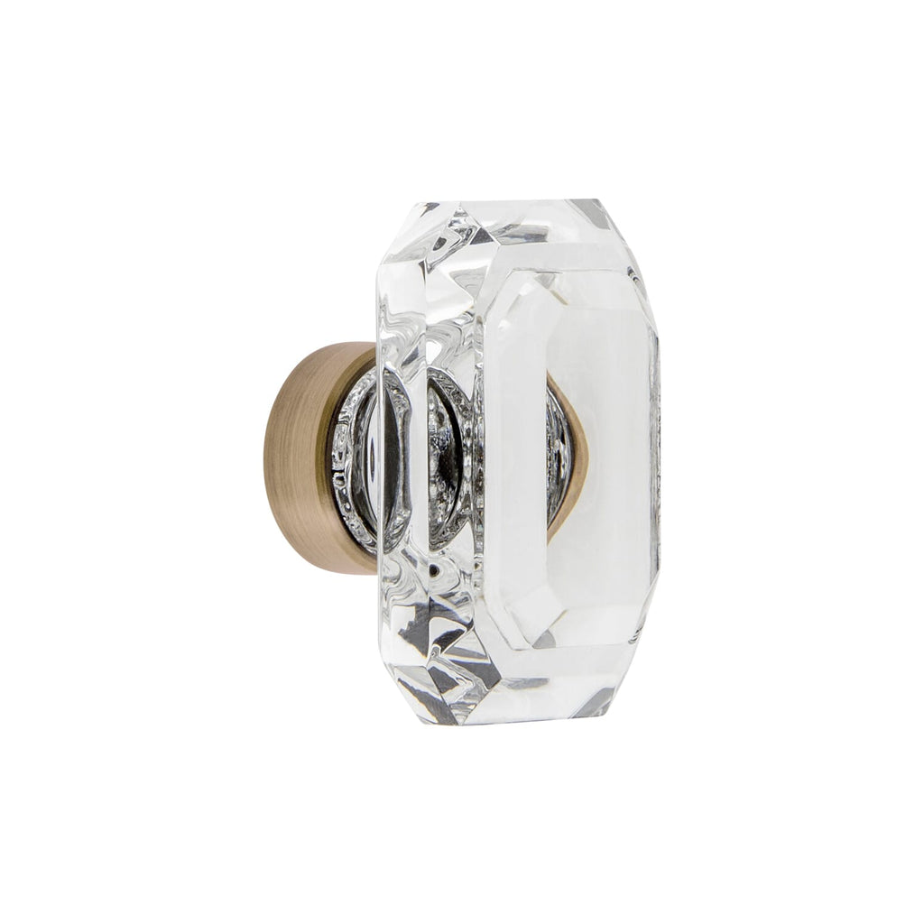 Baguette Clear Crystal 1-3/4" Cabinet Knob in Vintage Brass
