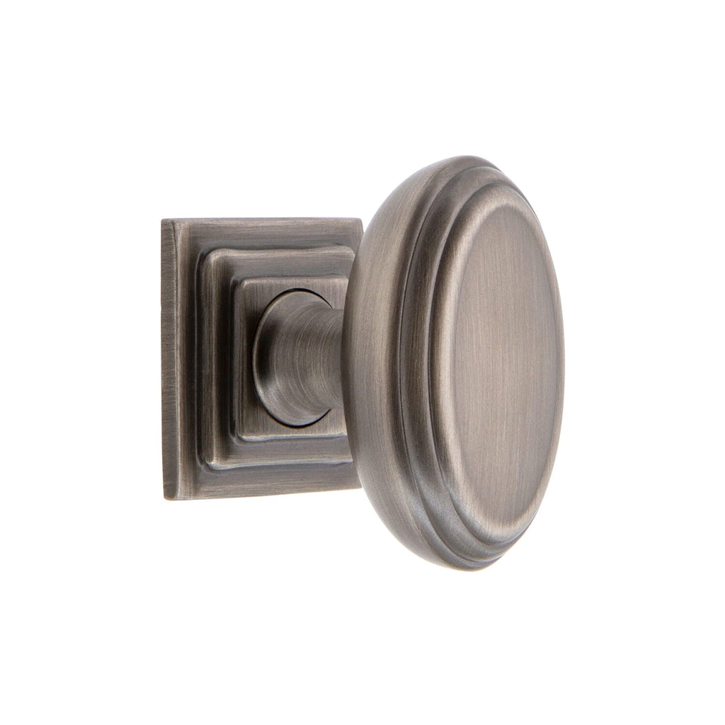 Anneau 1-3/4" Cabinet Knob with Carré Square Rosette in Antique Pewter