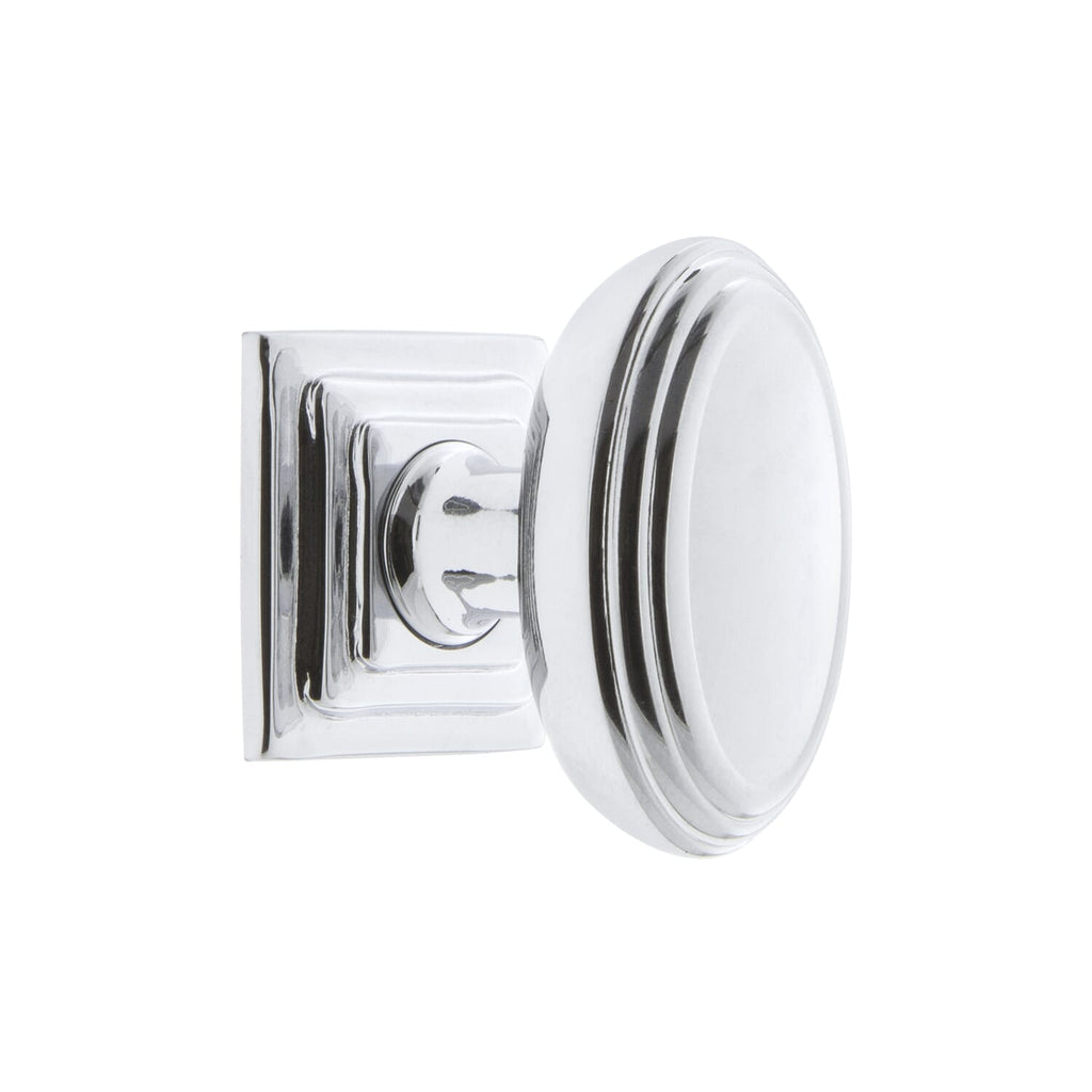 Anneau 1-3/4" Cabinet Knob with Carré Square Rosette in Bright Chrome