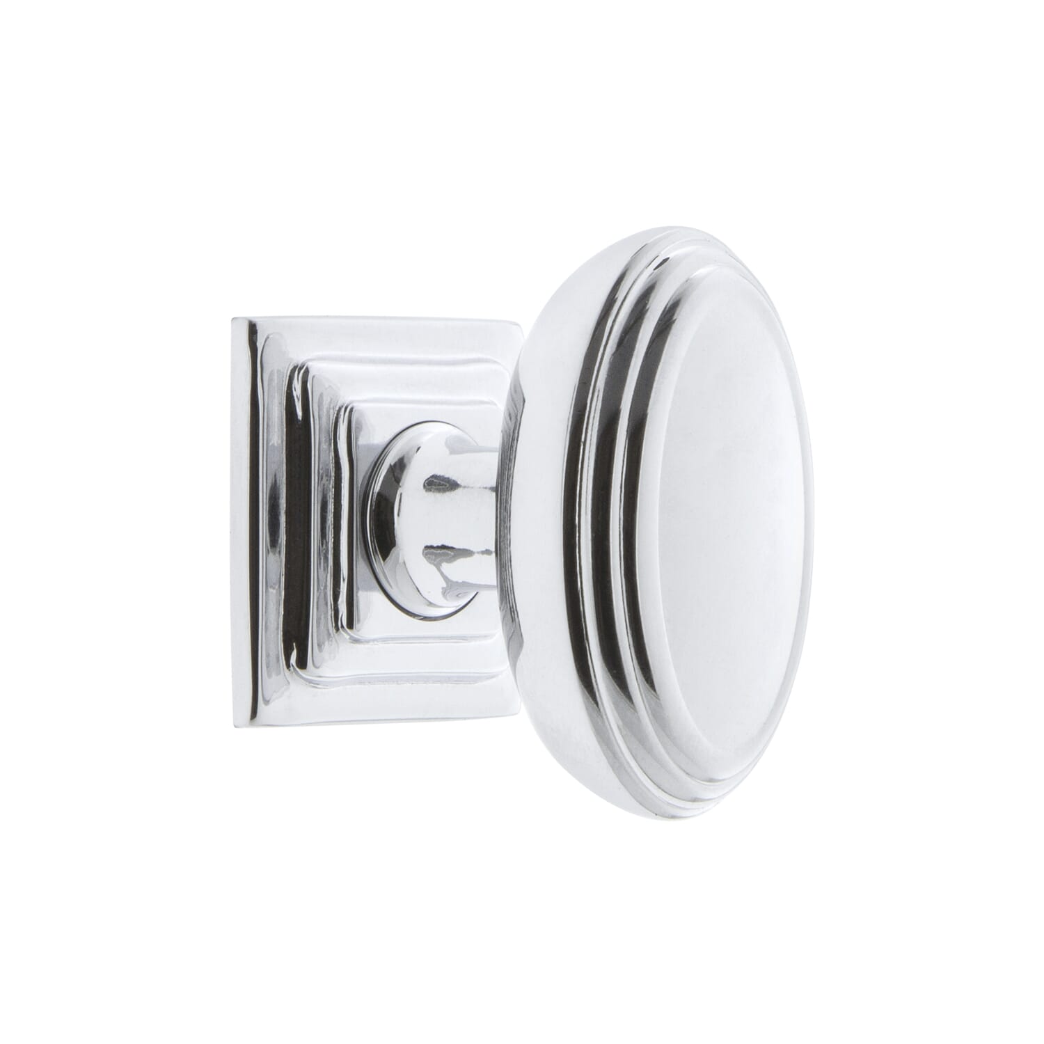 Anneau 1-3/4 Cabinet Knob with Carré Square Rosette in Bright Chrome -  Grandeur Hardware