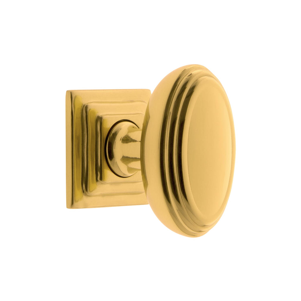 Anneau 1-3/4" Cabinet Knob with Carré Square Rosette in Lifetime Brass