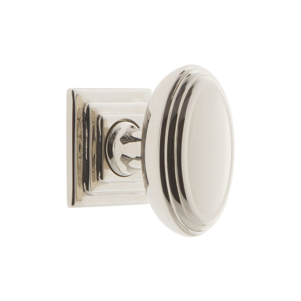 Anneau 1-3/4" Cabinet Knob with Carré Square Rosette in Polished Nickel
