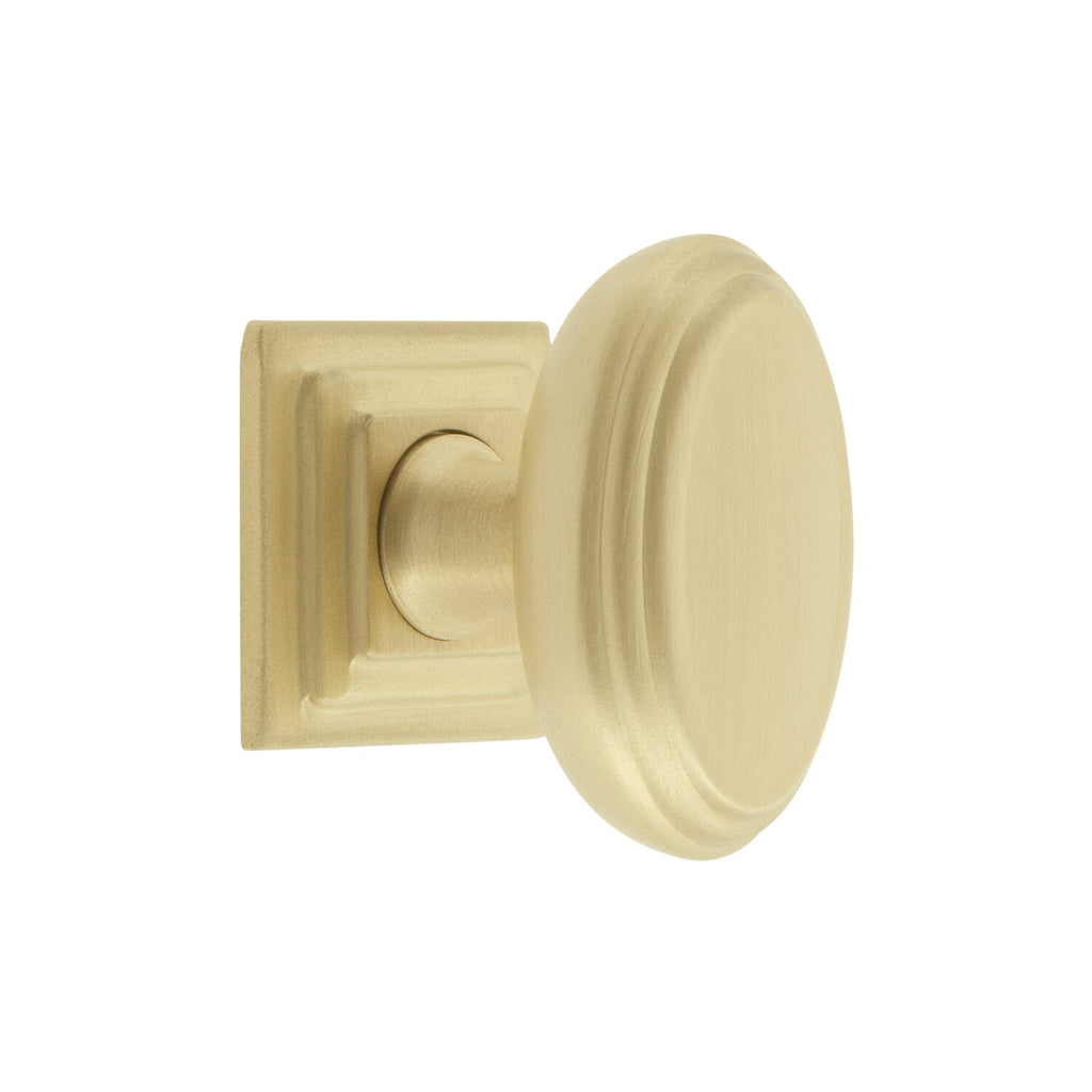 Anneau 1-3/4" Cabinet Knob with Carré Square Rosette in Satin Brass