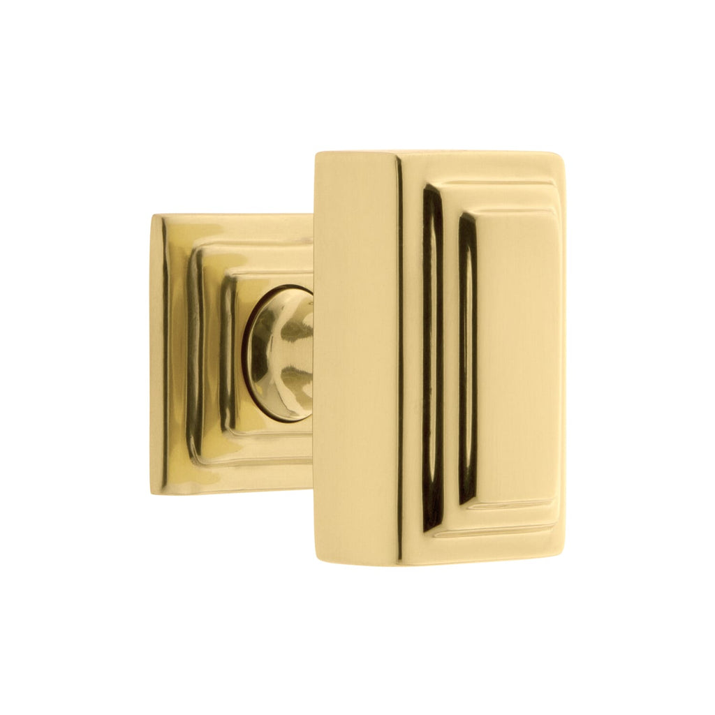 Carré 1-3/4” Cabinet Knob with Carré Square Rosette in Polished Brass