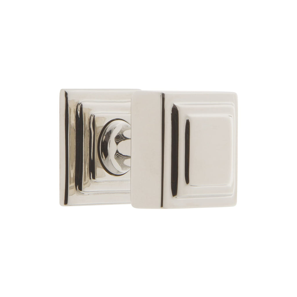 Carré 1-1/4" Square Cabinet Knob with Carré Square Rosette in Polished Nickel