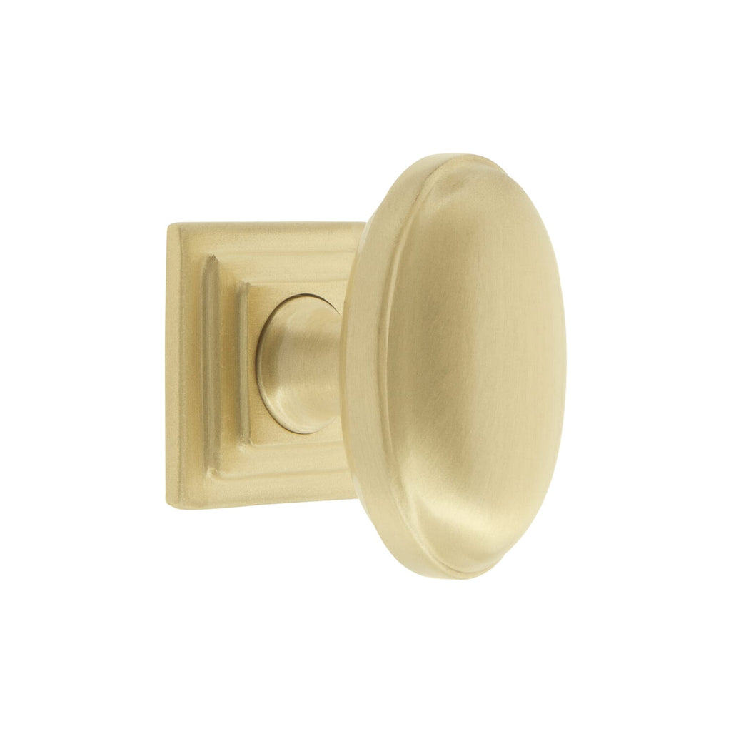 Eden Prairie 1-3/4” Cabinet Knob with Carré Square Rosette in Satin Brass