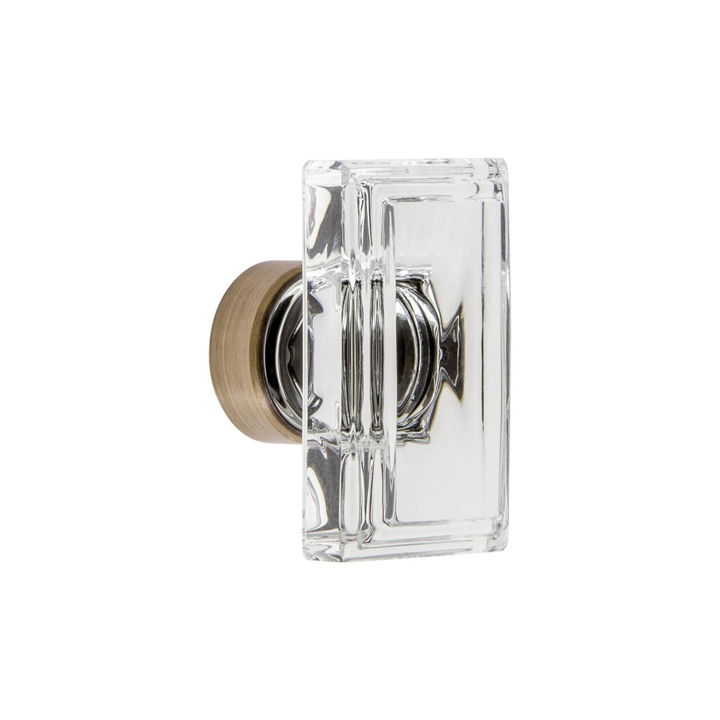 Carré Crystal 1-3/4” Cabinet Knob in Vintage Brass
