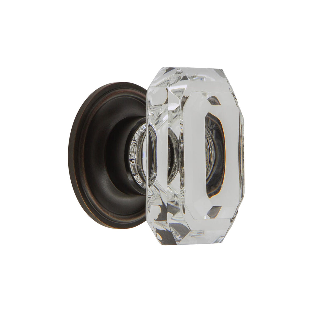 Baguette Clear Crystal 1-3/4” Cabinet Knob with Georgetown Rosette in Timeless Bronze