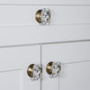 Baguette Clear Crystal 1-3/4” Cabinet Knob with Georgetown Rosette in Vintage Brass