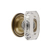 Baguette Clear Crystal 1-3/4” Cabinet Knob with Georgetown Rosette in Vintage Brass