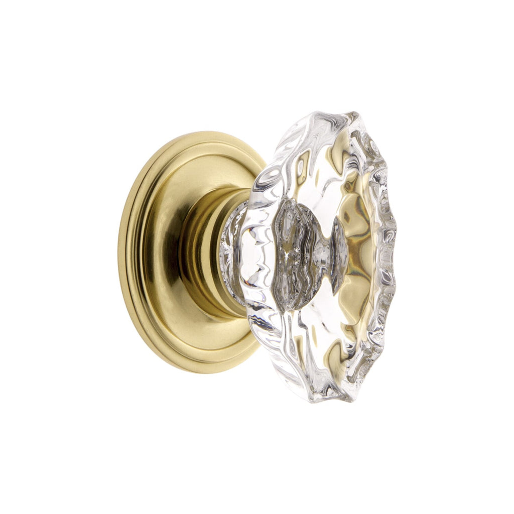 Biarritz Crystal 1-3/4" Cabinet Knob with Georgetown Rosette in Polished Brass