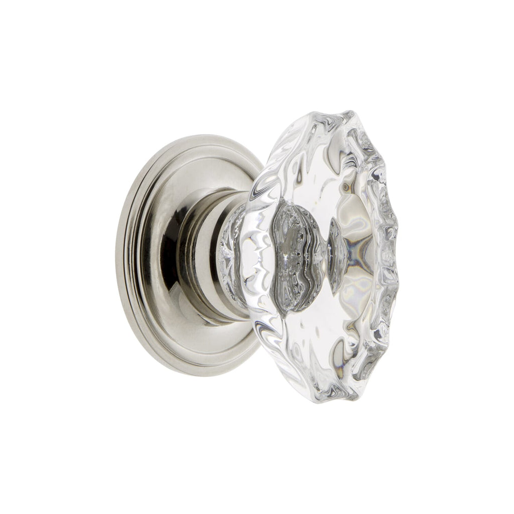 Biarritz Crystal 1-3/4" Cabinet Knob with Georgetown Rosette in Polished Nickel