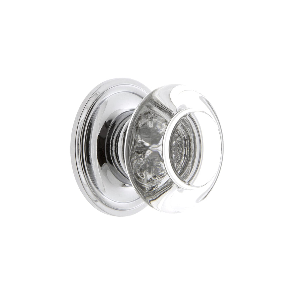 Bordeaux Crystal 1-3/8" Cabinet Knob with Georgetown Rosette in Bright Chrome