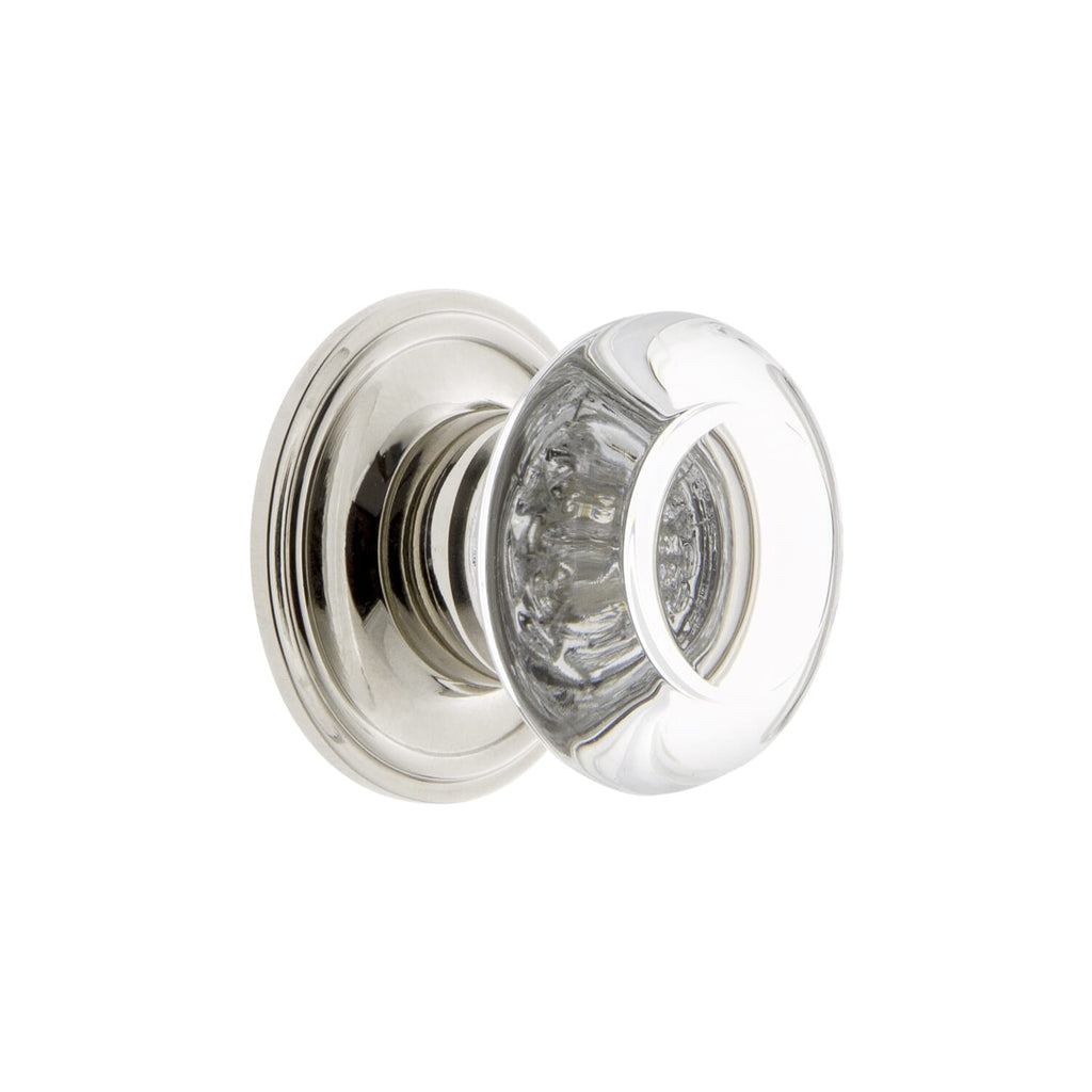 Bordeaux Crystal 1-3/8" Cabinet Knob with Georgetown Rosette in Polished Nickel
