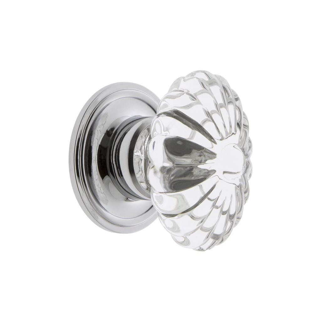 Burgundy Crystal 1-3/4" Cabinet Knob with Georgetown Rosette in Bright Chrome