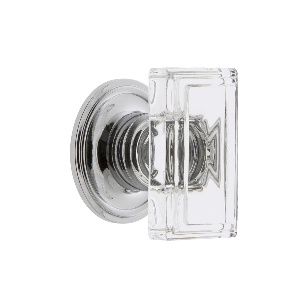 Carré Crystal 1-3/4” Cabinet Knob with Georgetown Rosette in Bright Chrome