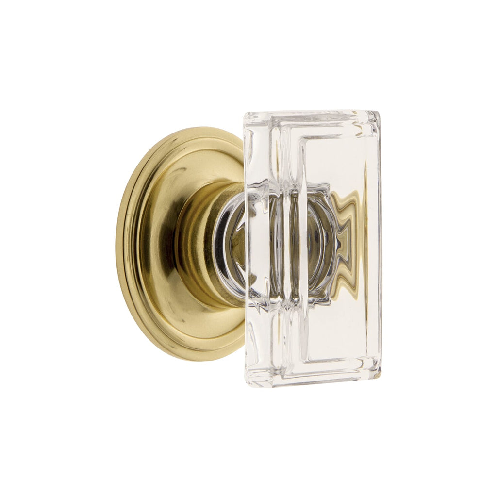 Carré Crystal 1-3/4” Cabinet Knob with Georgetown Rosette in Polished Brass