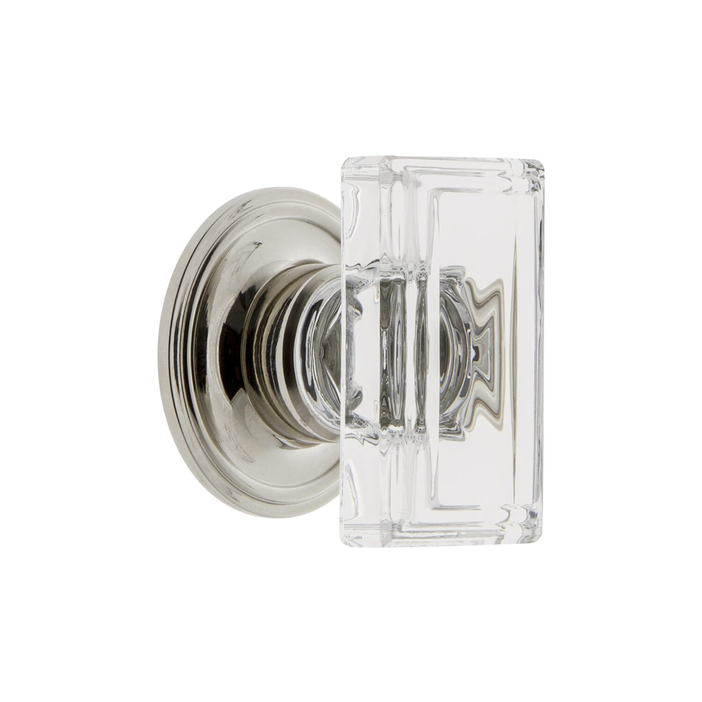 Carré Crystal 1-3/4” Cabinet Knob with Georgetown Rosette in Polished Nickel