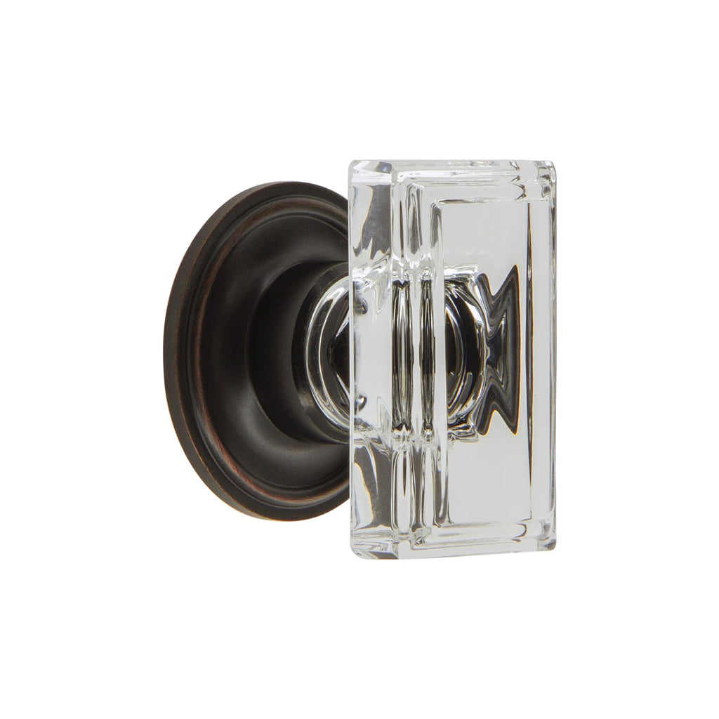 Carré Crystal 1-3/4” Cabinet Knob with Georgetown Rosette in Timeless Bronze