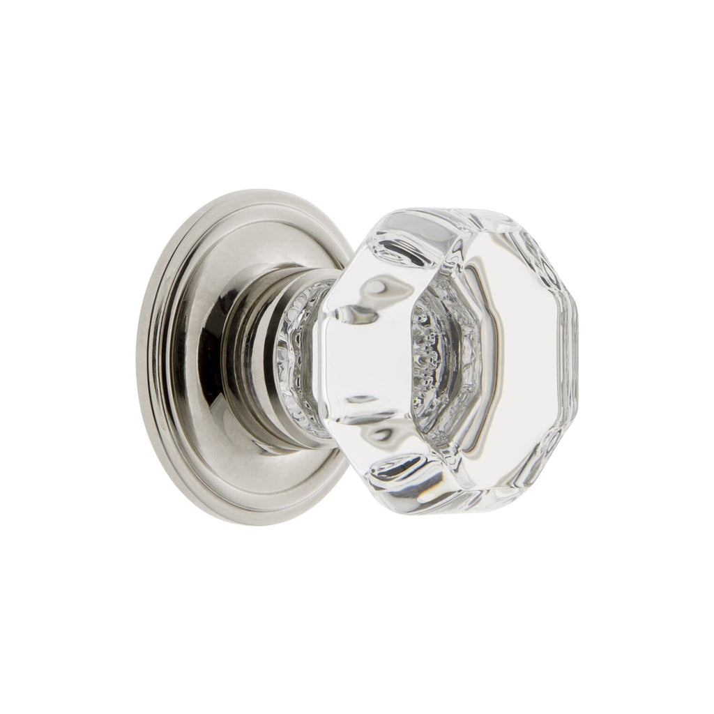 Chambord Crystal 1-3/8" Cabinet Knob with Georgetown Rosette in Polished Nickel