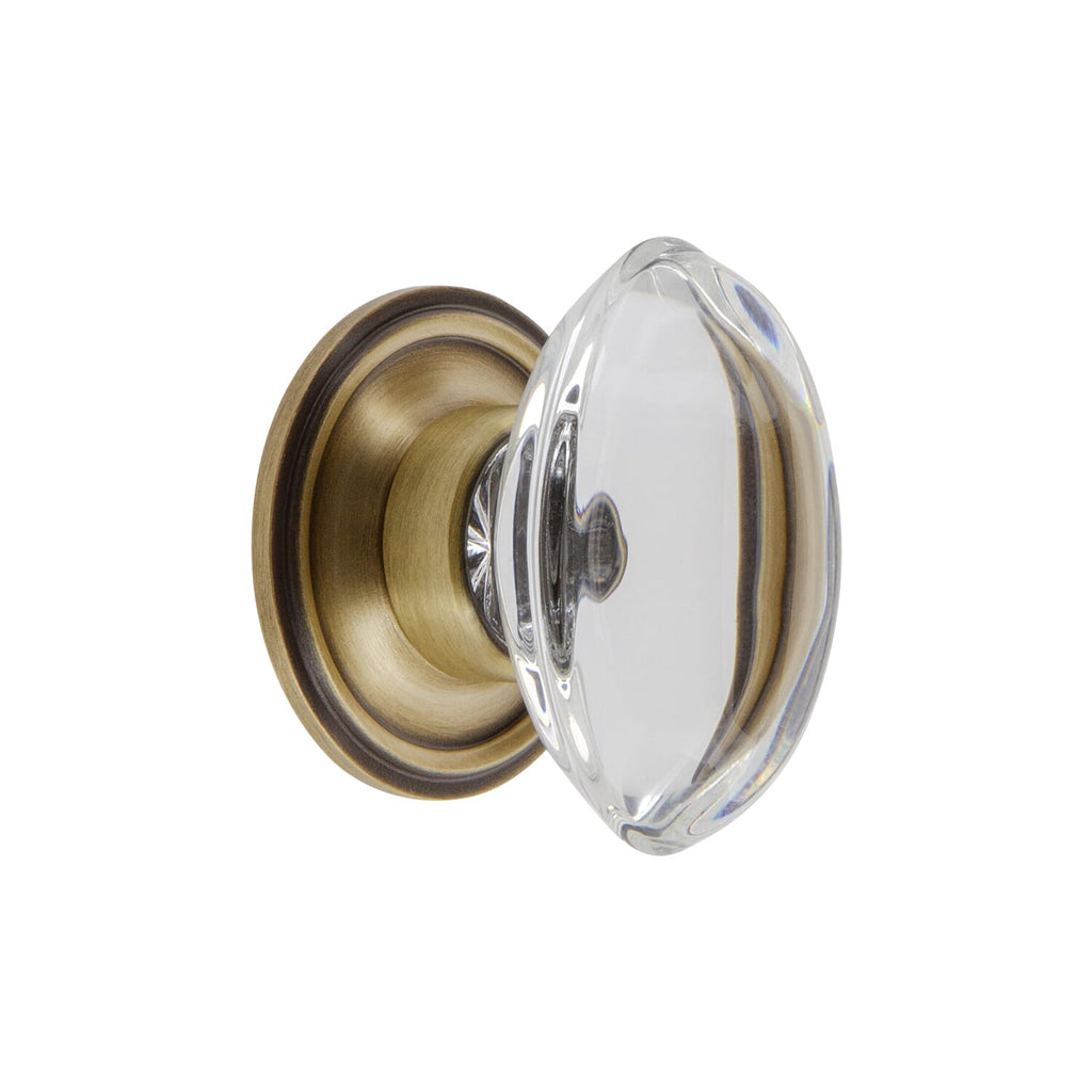 Provence Crystal 1-3/4" Cabinet Knob with Georgetown Rosette in Vintage Brass