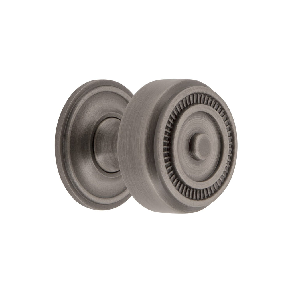 Soleil 1-3/8" Cabinet Knob with Georgetown Rosette in Antique Pewter