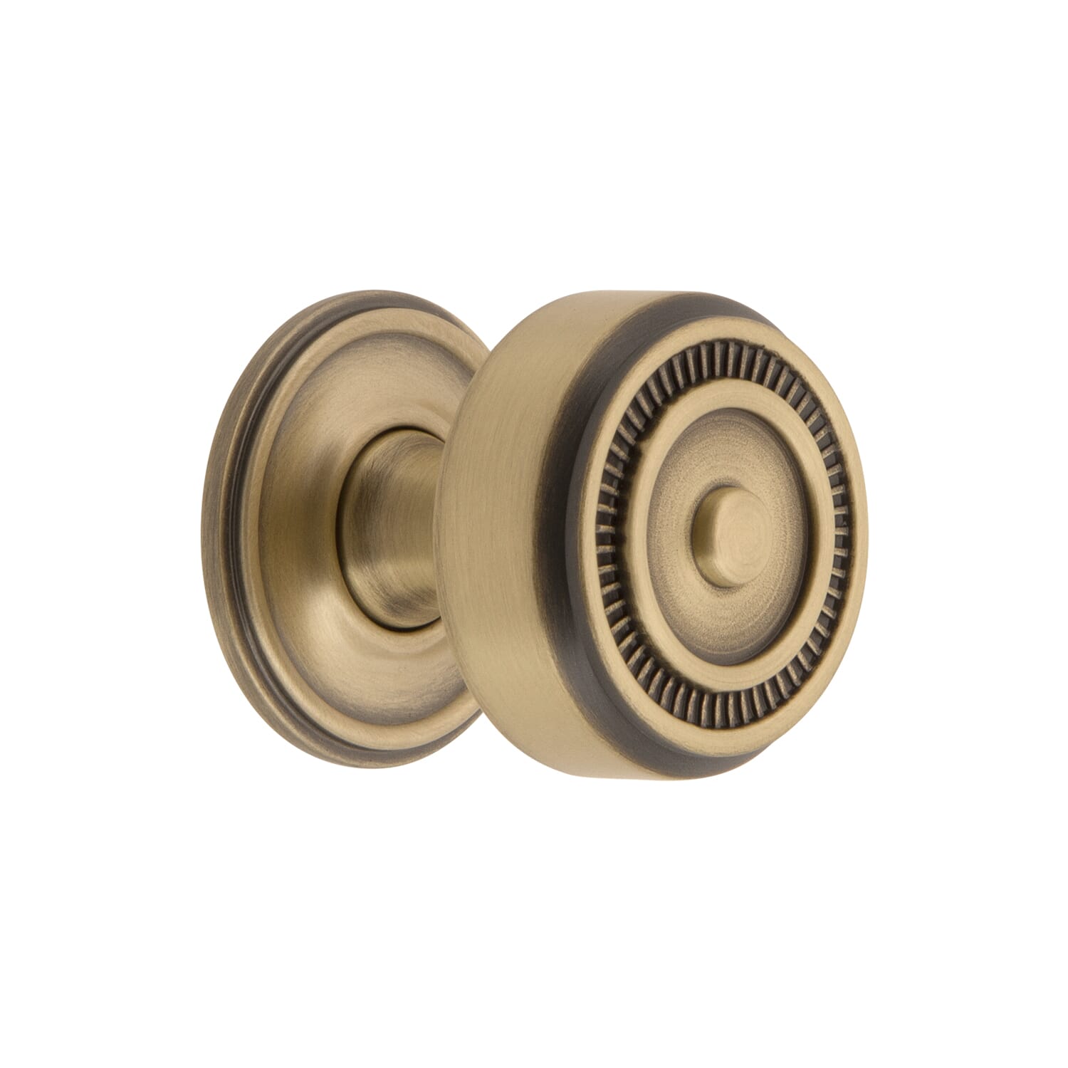 Soleil Cabinet Knob with Georgetown Rosette in Vintage Brass
