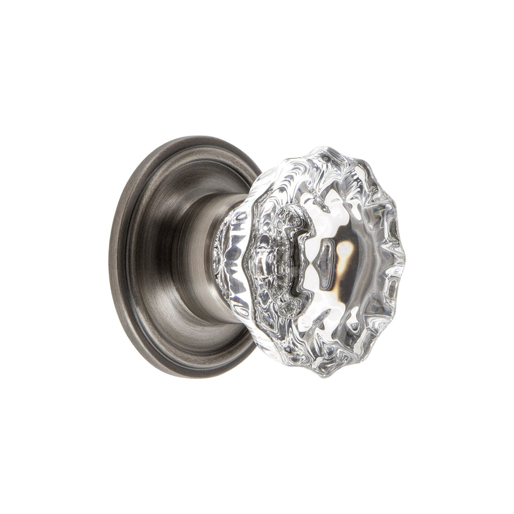 Versailles Crystal 1-3/8" Cabinet Knob with Georgetown Rosette in Antique Pewter
